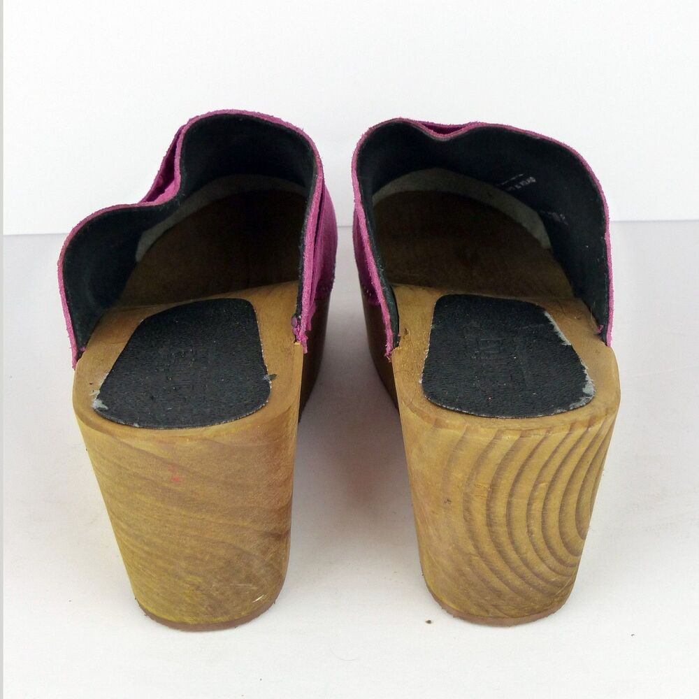 Sanita Platform Mule Clogs Womens 8-8.5 US 39 Pink Floral Suede Boho Sweden - Picture 11 of 16